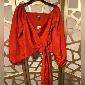 Express Women's Vibrant Red Off-Shoulder Blouse